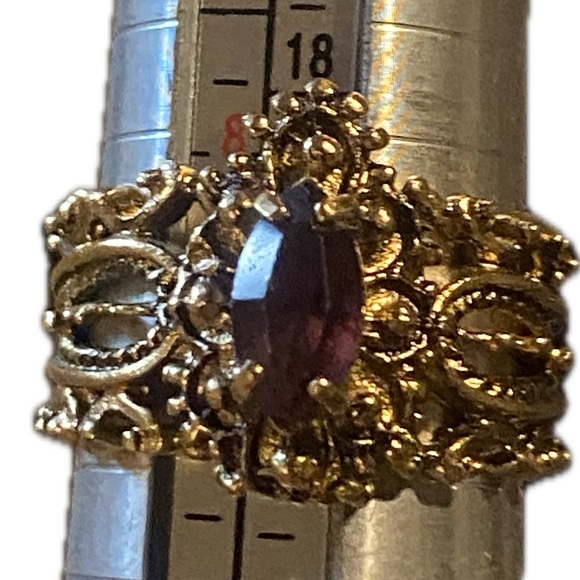 Gold Filigree Ring with Purple Marquise Stone - Picture 16 of 16